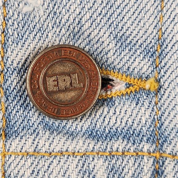 ERL Lamb’s Wool Detachable Collar LGHT Wash Denim Jacket Made in Italy $875 - Picture 8 of 16